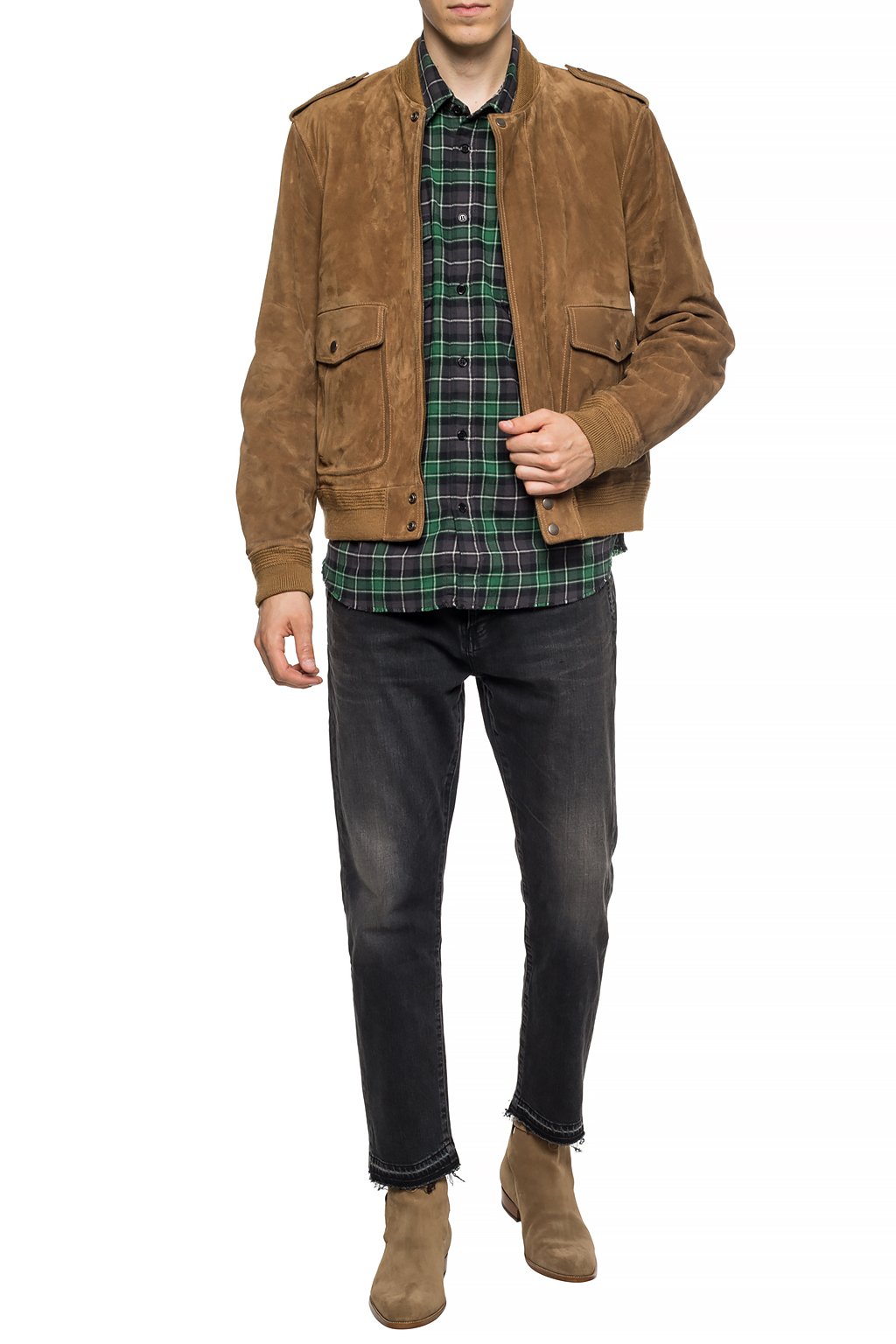 Saint laurent suede on sale jacket